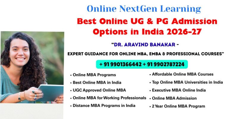 Best Online UG & PG Admission Options in India 2026-27 UGC Approved Online MBA in Kolkata